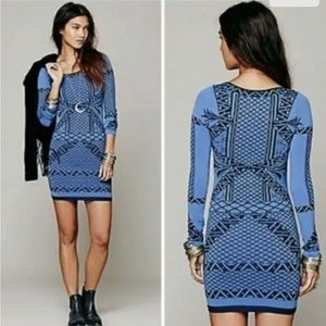 Free people Art Deco Bodycon dress Dutch blue